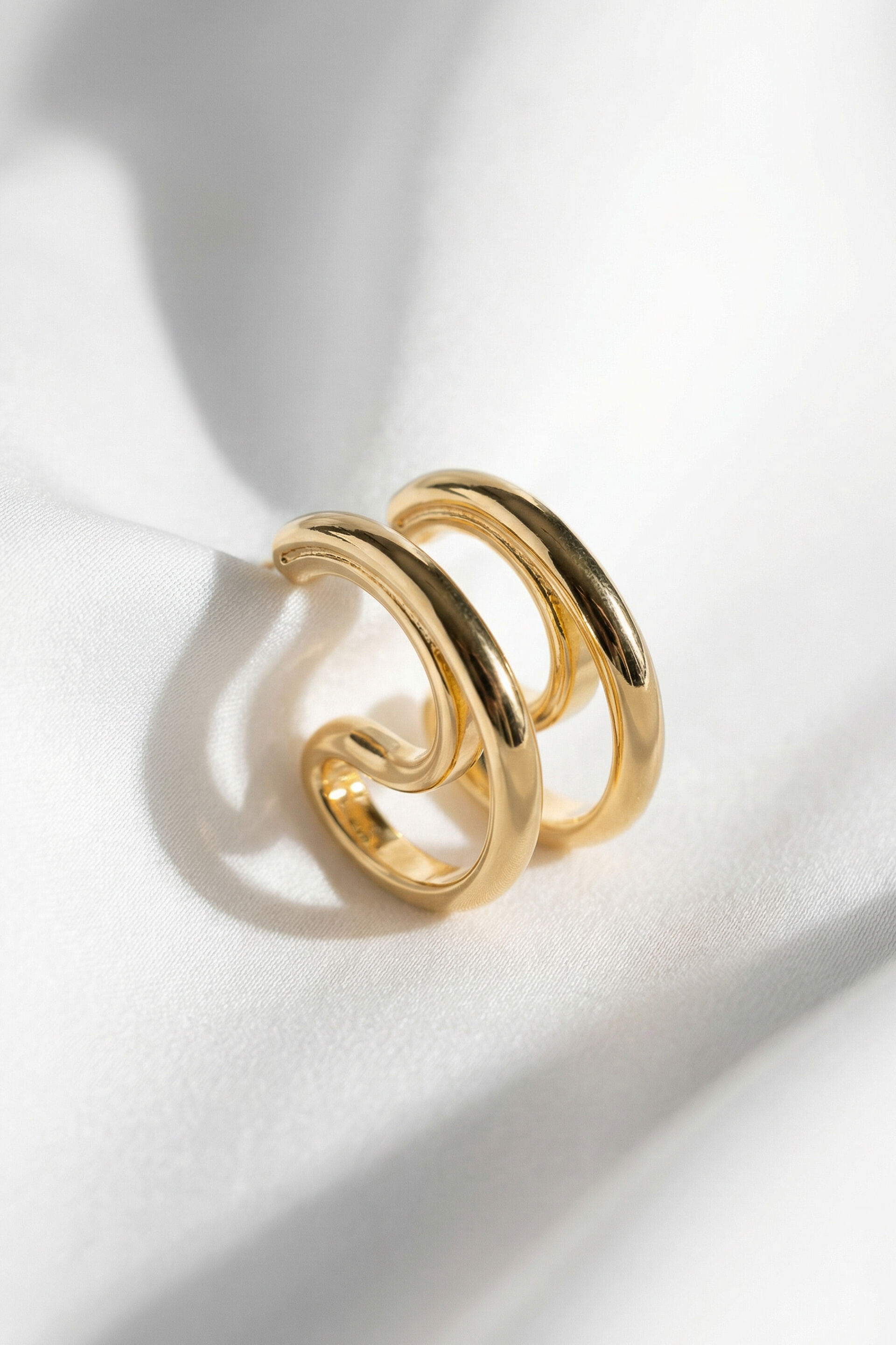 Solid Golden Hoop Earrings, , image 3